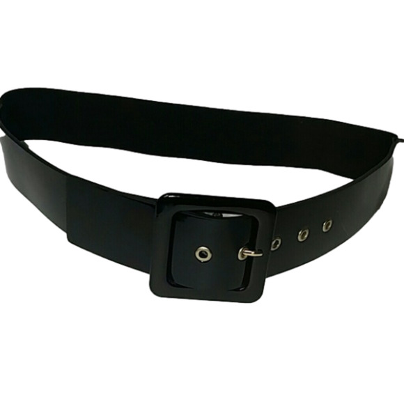 NWOT Target Faux Leather BLACK Shiny Stretchy Belt - Picture 1 of 3